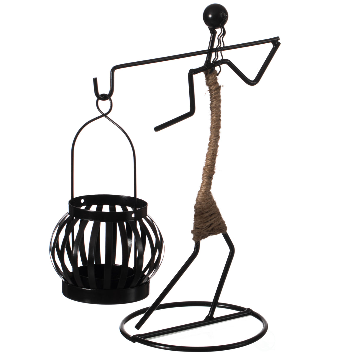 Wire Figure Candle Holder Decorative Modern Tea Light Lantern Tabletop Centerpiece Candle Stand, Back Carry - LEHADAR