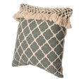 16" Handwoven Cotton Throw Pillow Cover with Ogee Pattern and Tasseled Top, Green - LEHADAR