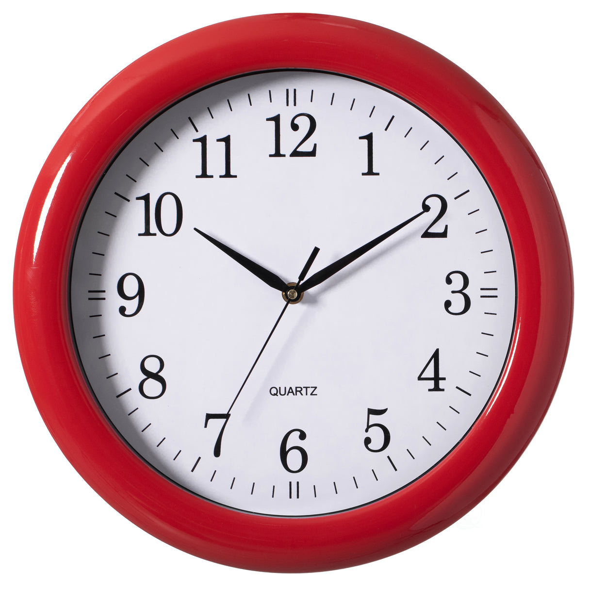13.75 Inch Plastic Red Round Battery Operated Simple Modern Wall Clock - Office, Classroom, Living Room, Dining Room, Bedroom and Kitchen Wall Decor - LEHADAR