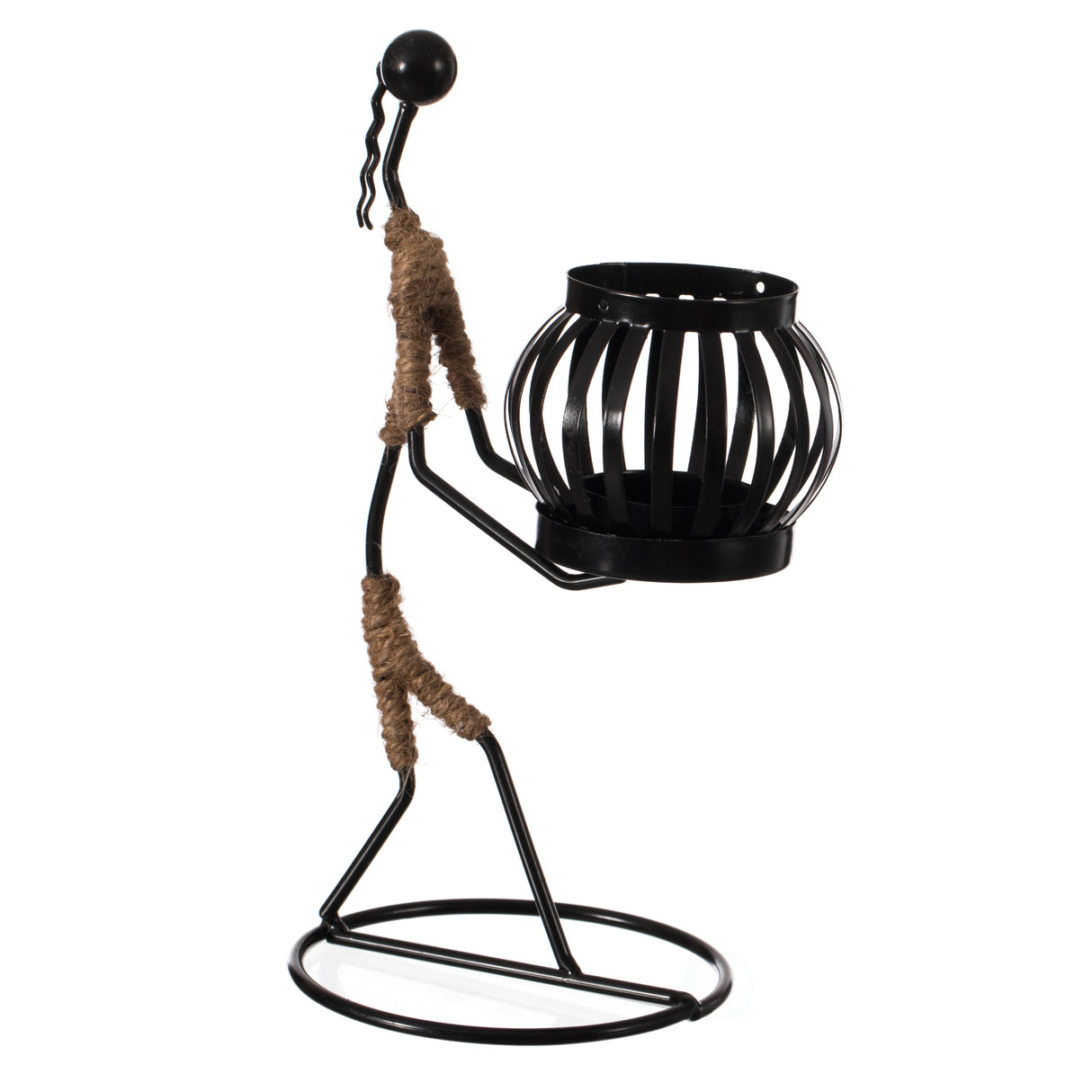 Wire Figure Candle Holder Decorative Modern Tea Light Lantern Tabletop Centerpiece Candle Stand, Front Carry - LEHADAR