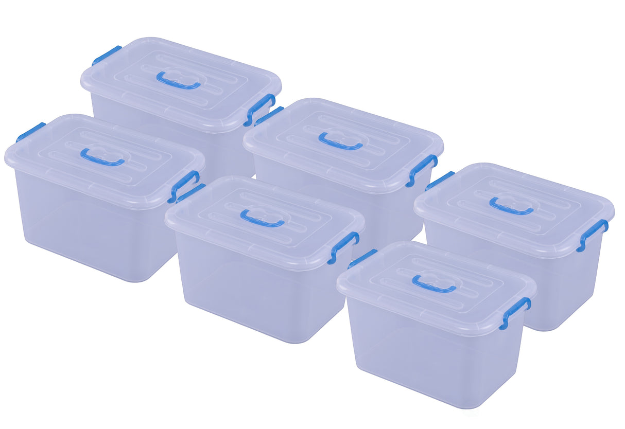 Large Clear Storage Container With Lid and Handles, Set of 6 - LEHADAR
