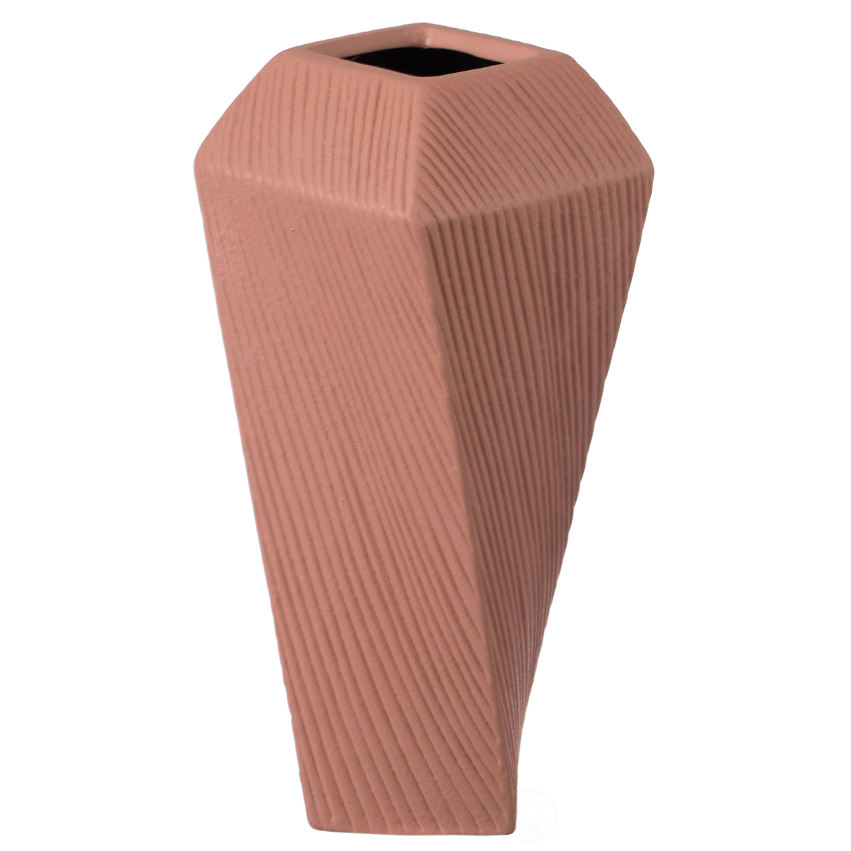 10" H Decorative Ceramic Square Twisted Centerpiece Table Vase Pink, Medium - LEHADAR