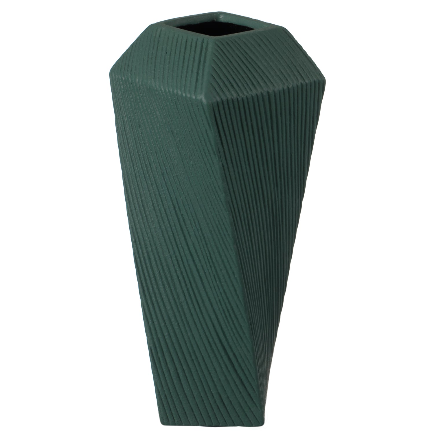 12" H Decorative Ceramic Square Twisted Centerpiece Table Vase Green, Large - LEHADAR