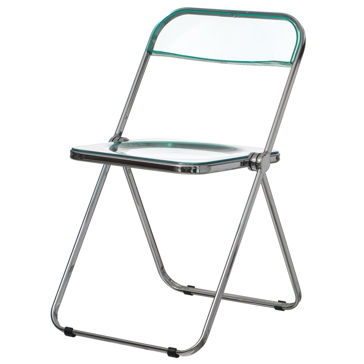Acrylic Folding Party Transparent Chair Double Hinged Back | Indoor Outdoor Portable Commercial Seat with Silver Metal Frame for Home, Office, Wedding Party, Picnic, and Kitchen Dining (Blue Green) - LEHADAR