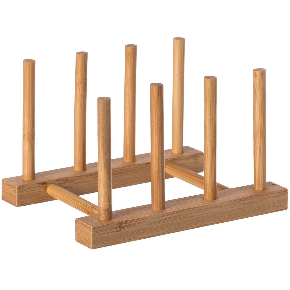 Set of 2 Bamboo Wooden Dish Drainer Rack, Plate Rack, And Drying Drainer, 3 Grid - LEHADAR