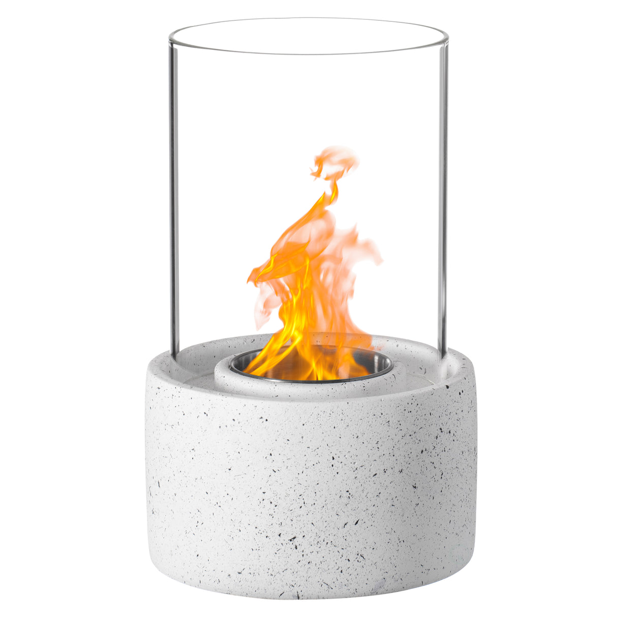 Cylinder decor Mini Tabletop Fire Pit | Rubbing Alcohol Fireplace Indoor Outdoor Portable Fire Concrete Round Glass Bowl Pot - LEHADAR