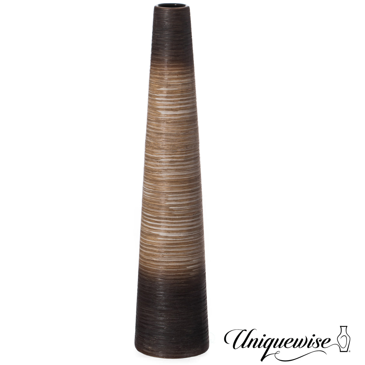 31-Inch Tall Handcrafted Brown Ceramic Floor Vase - Waterproof Cylinder-Shaped Freestanding Vase, Ideal for Tall Floral Arrangements and as a Standalone Piece - LEHADAR