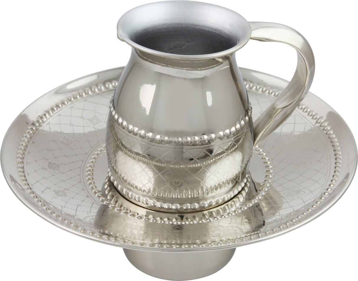 Mayim Achronim Stainless Steel Bowl(8973) 2.75" H 7.5" W Cup 4" H 2 1/2" - LEHADAR