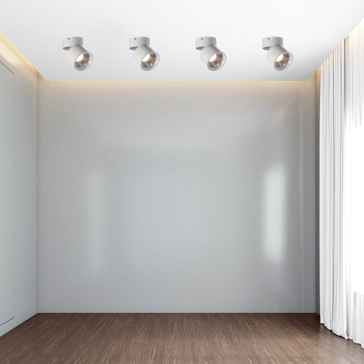 Sleek and Contemporary Aluminum Round LED Ceiling Spotlight - Adjustable Downlight with 15 Watt Cool White 4000K - Energy-Efficient Ceiling-Mounted Spot Lighting Long-Lasting Decorative and Modern - for Home, Office, and Commercial Spaces, White Set of 4 - LEHADAR