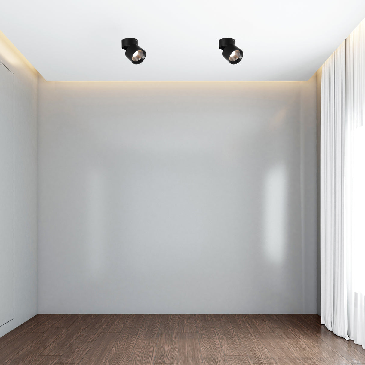 Sleek and Contemporary Aluminum Round LED Ceiling Spotlight - Adjustable Downlight with 15 Watt Cool White 4000K - Energy-Efficient Ceiling-Mounted Spot Lighting Long-Lasting Decorative and Modern - for Home, Office, and Commercial Spaces, Black Set of 2 - LEHADAR