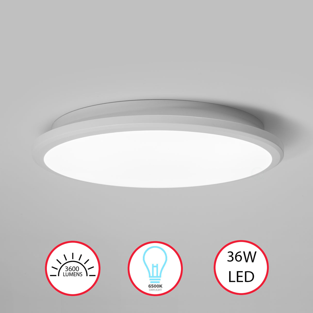 Modern Round LED Ceiling Light Fixture Flush Mount Lighting, 6500K Daylight White, Energy-Saving with 30,000 Hour Lifetime for Residential and Commercial Space, 15.5" Set of 2 - LEHADAR