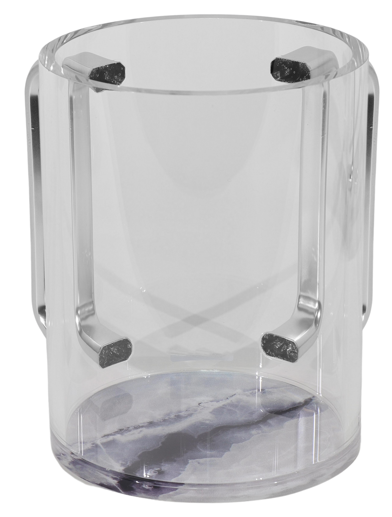 Acrylic Clear Washing Cup - Silver Handle - LEHADAR