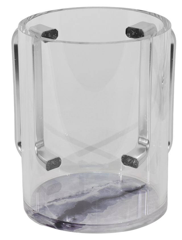 Acrylic Clear Washing Cup - Silver Handle - LEHADAR