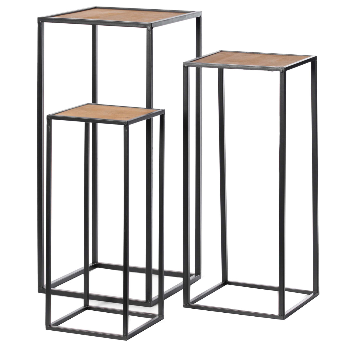Modern Nesting Display Tables Square Accent Side End Table, Set of 3 - LEHADAR