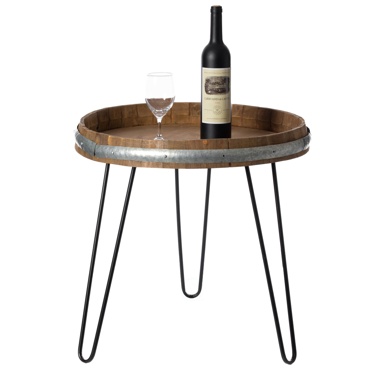 Wooden Wine Barrel Head End Table Accent Coffee Table - LEHADAR