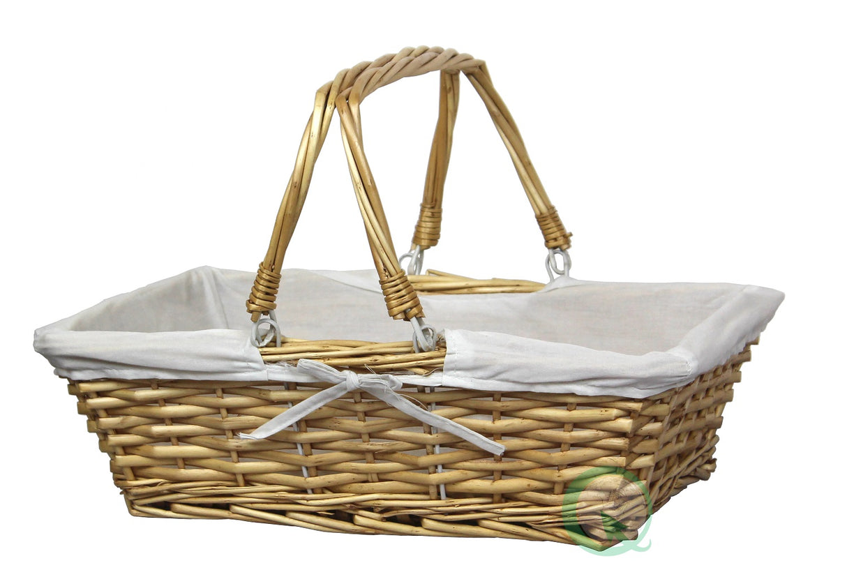 Rectangular Willow Basket with White Fabric Lining - LEHADAR