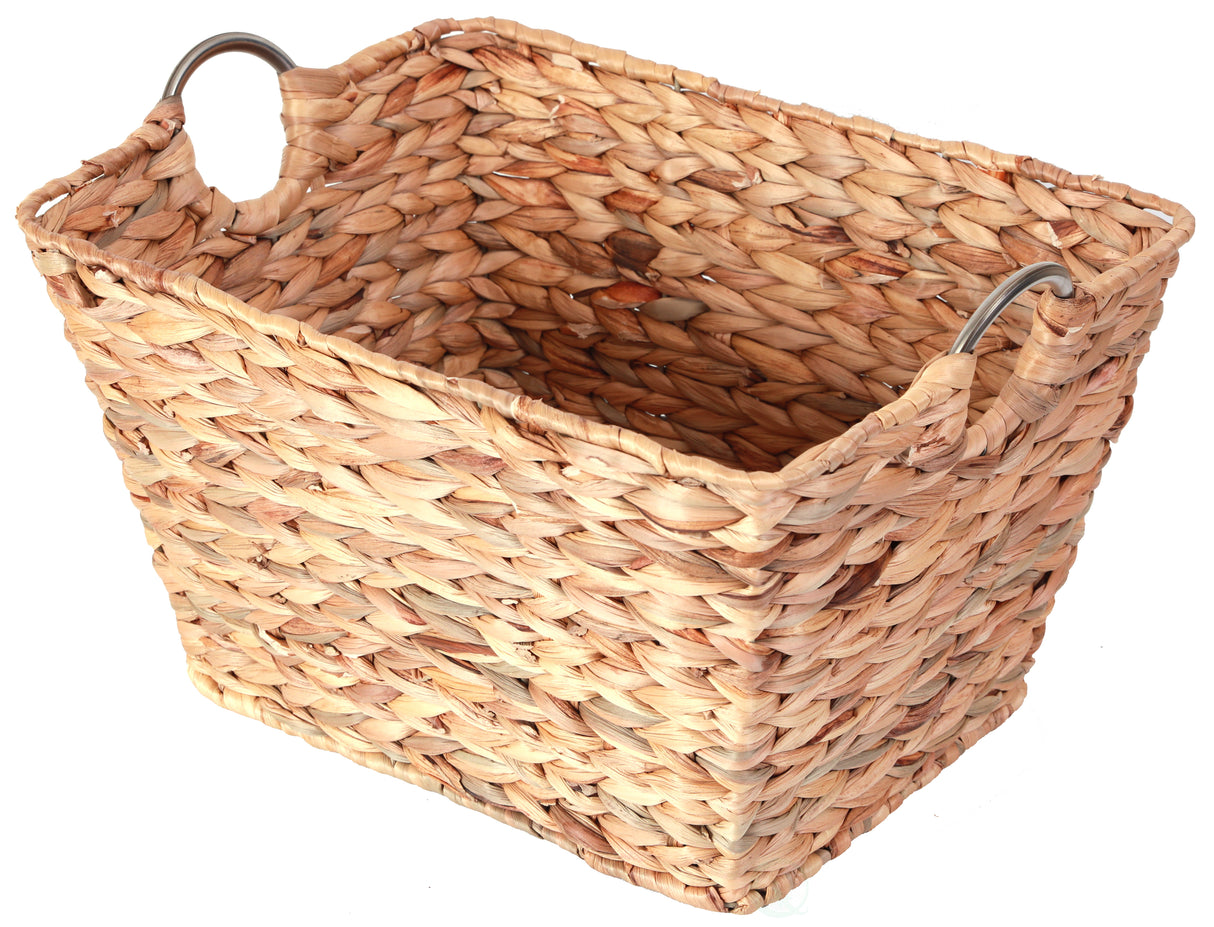 Large Multipurpose Handwoven Water Hyacinth Wicker Basket, Ideal for Organizing and Storing Towels Outdoors, and for Bedroom Use, Living Room, Bathroom, and Laundry Room - LEHADAR