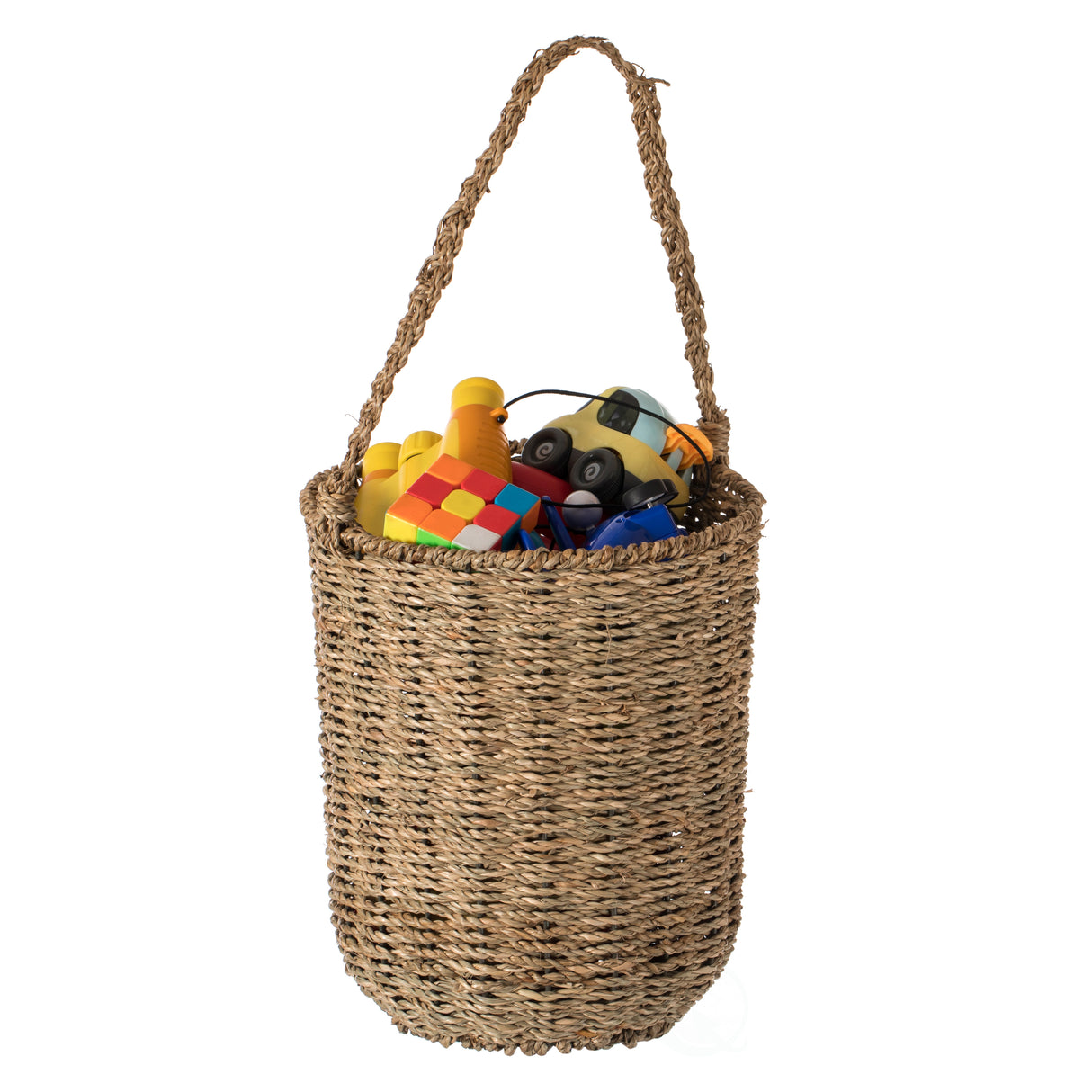 Decorative Woven Natural Seagrass Storage Basket with Built in Woven Handles - LEHADAR