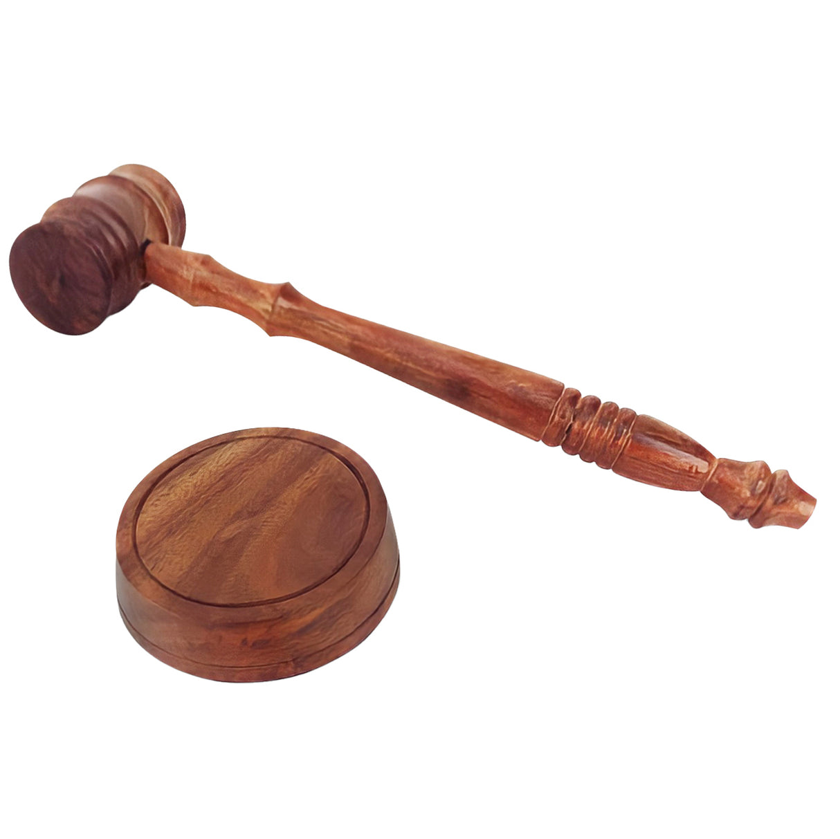 Wooden Decorative Brown Gavel Hammer with Wood Base Block for Lawyers, Judges, and Courts - LEHADAR