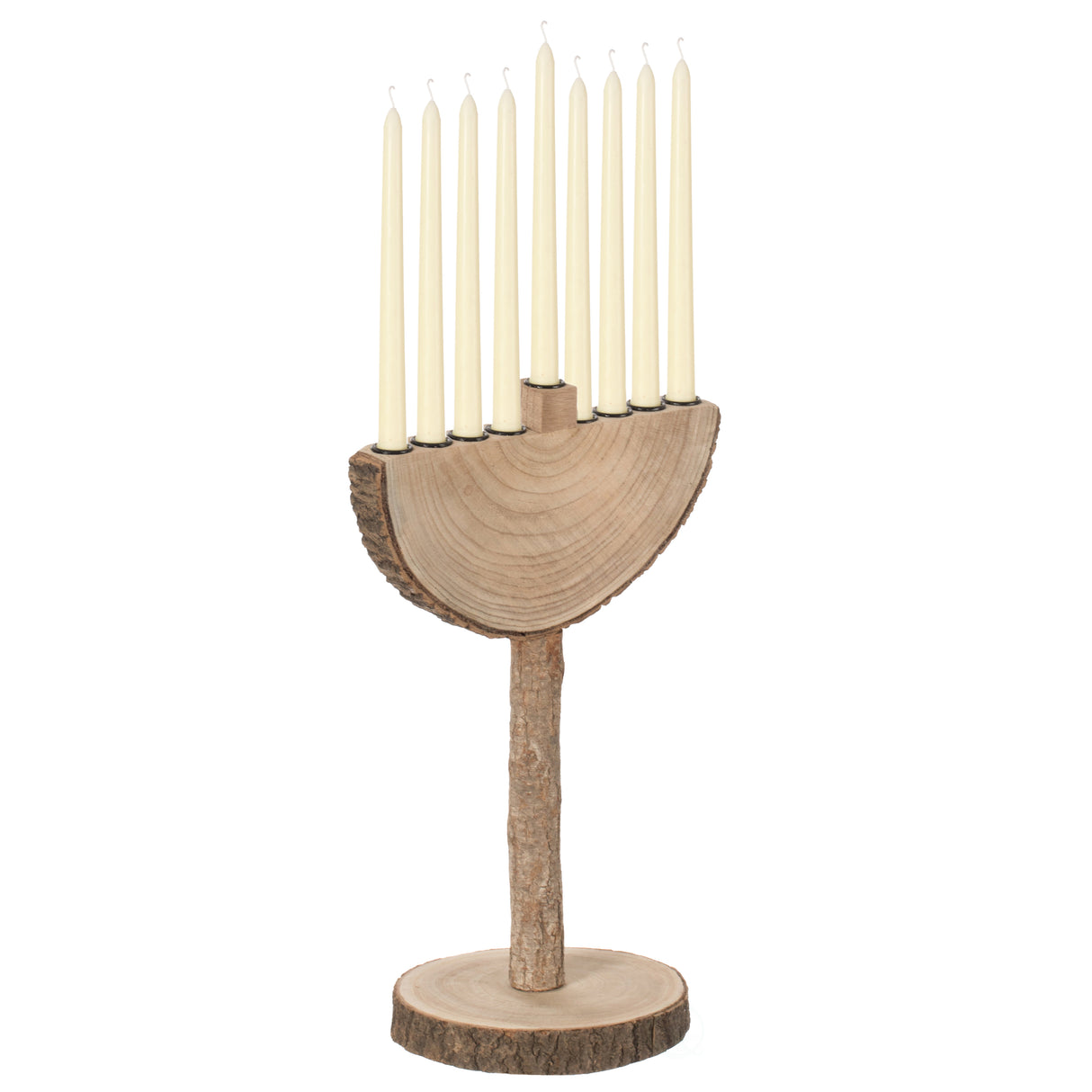 Nine Branch Vintage Handmade Wooden Hanukkah Menorah for Home, Synagogue and Shul - LEHADAR