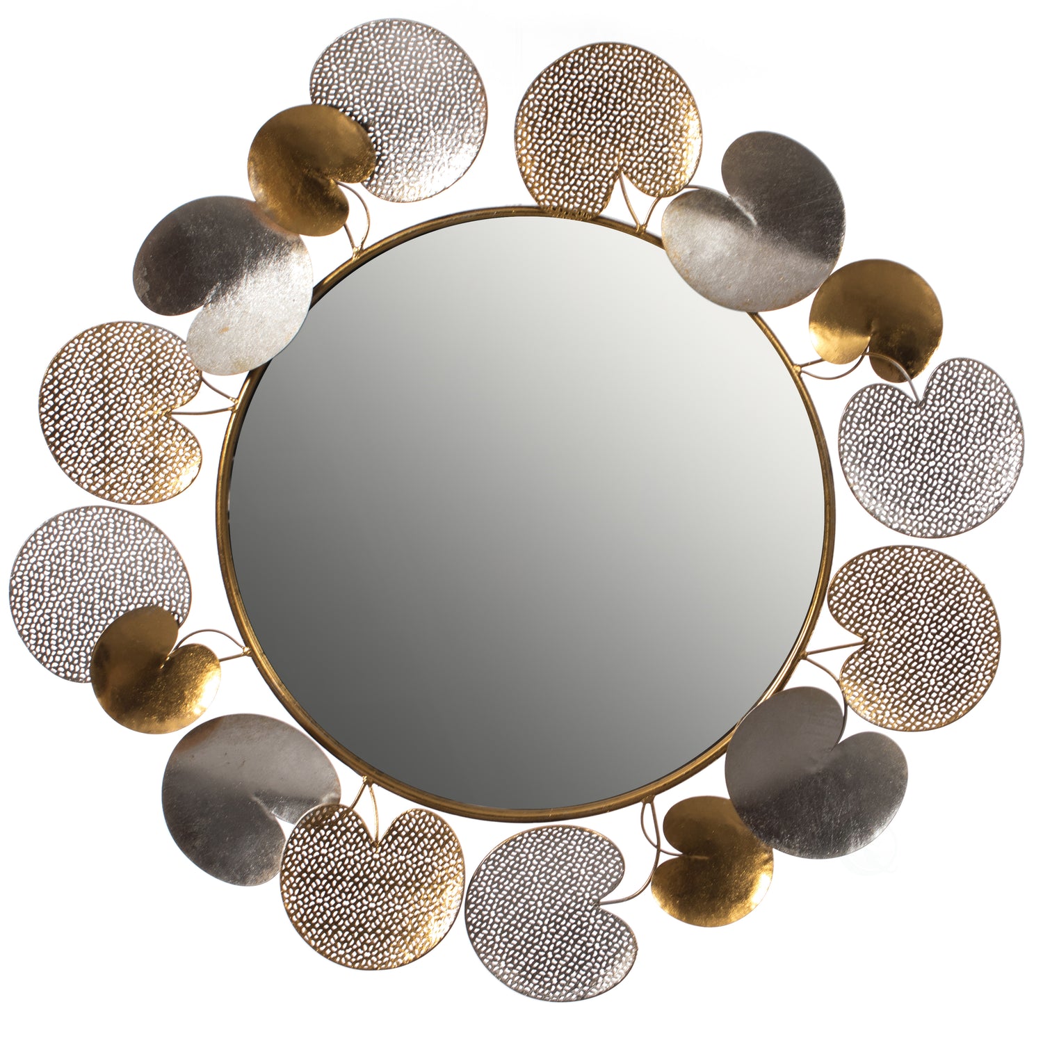 "31"" Accent Wall Mounted Mirror with Gold and Silver with Decorative Modern Pedal Leaf Frame" - LEHADAR