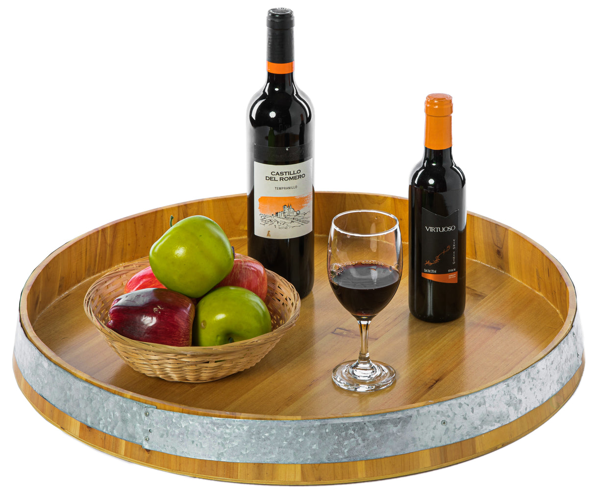 Large Barrel Head Decorative Storage Serving Tray - LEHADAR