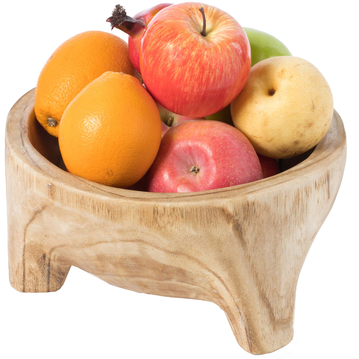Burned Wood Carved Small Serving Fruit Bowl Bread Basket - LEHADAR