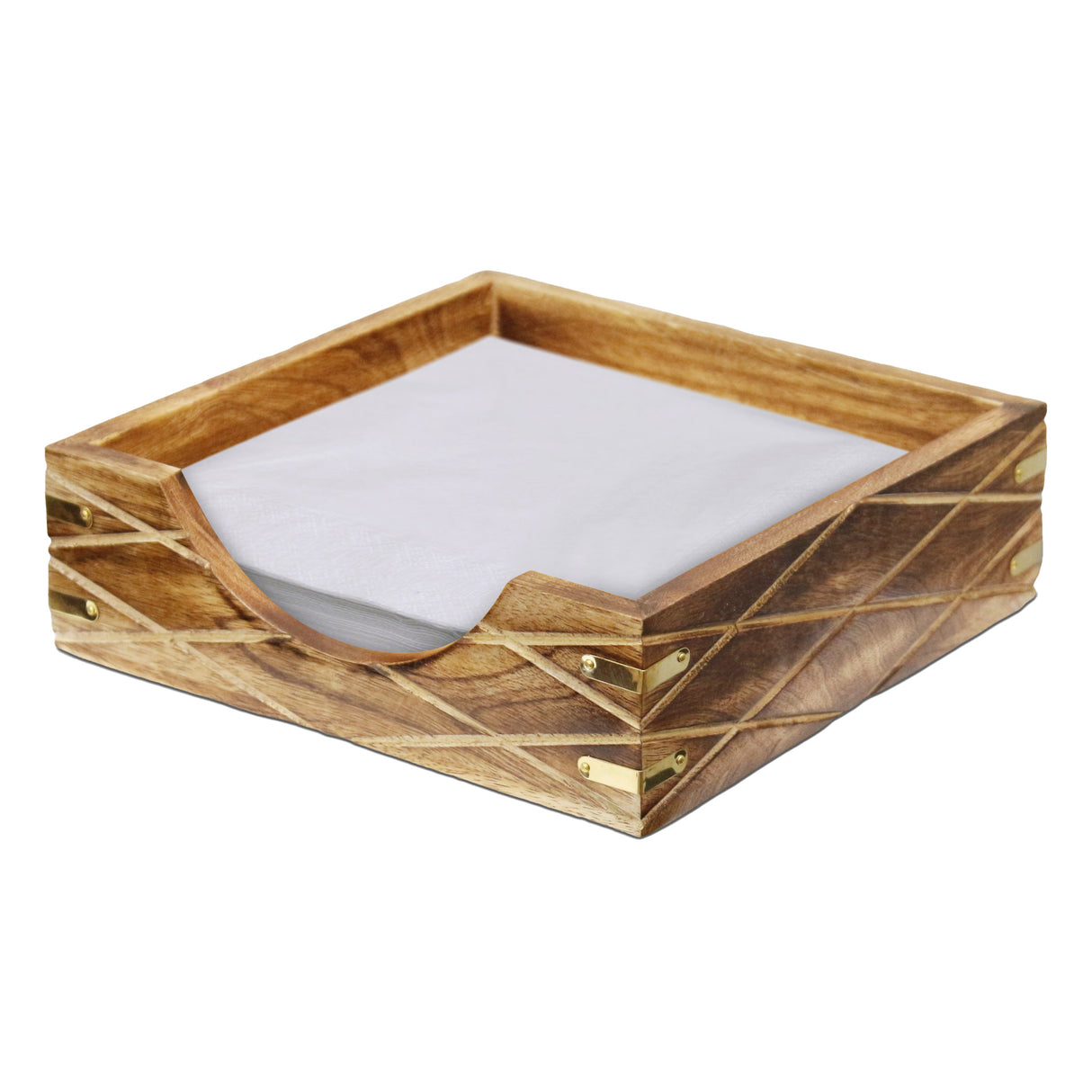 Tabletop Decorative Wood Napkin Holder for Kitchen, Dining Table and Counter Tops - LEHADAR