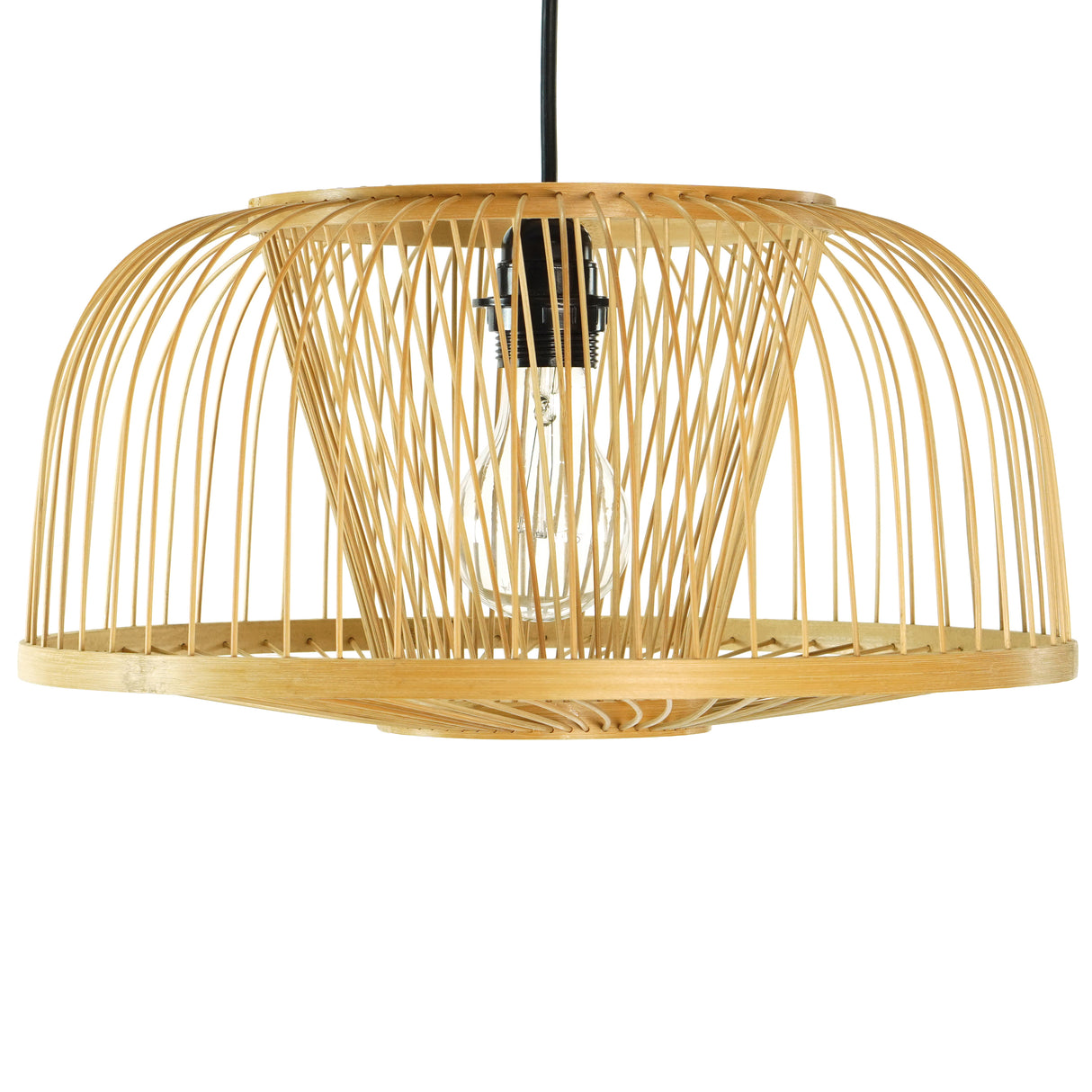 Modern Oval Bamboo Wicker Rattan Hanging Light Shade for Living Room, Dining Room, Entryway - LEHADAR