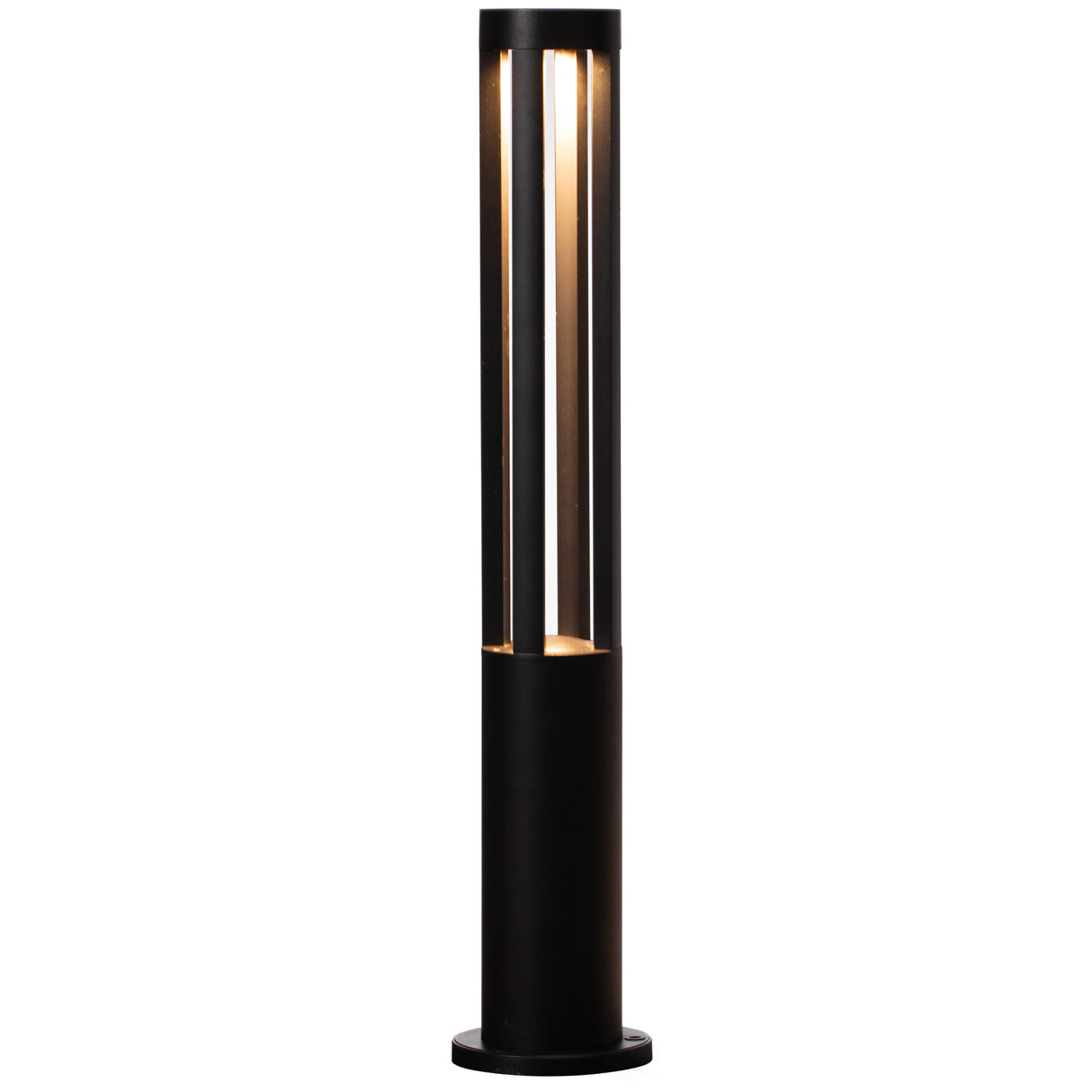 Round Black LED Garden Aluminum Light, Decorative Outdoor Bollard Light for Garden, Pathway, and Driveway - LEHADAR