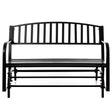 Gardenised Outdoor Black Steel Swing, Powder Coated Glider Bench, Loveseat Lawn Rocker Bench for Yard, Patio, Garden and Deck - LEHADAR