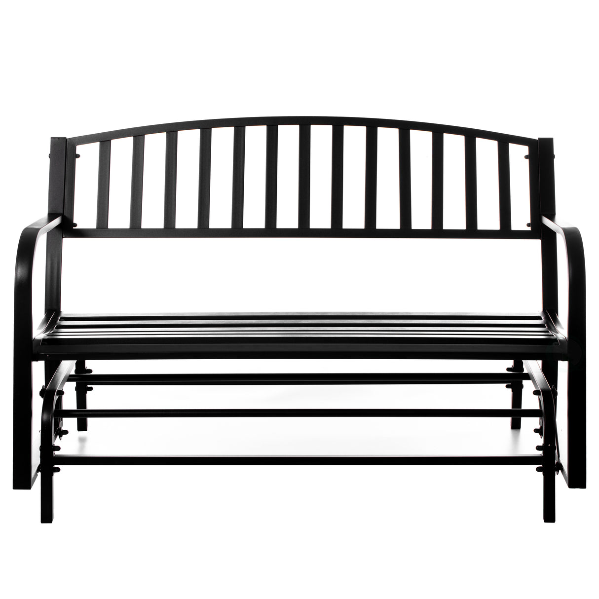 Gardenised Outdoor Black Steel Swing, Powder Coated Glider Bench, Loveseat Lawn Rocker Bench for Yard, Patio, Garden and Deck - LEHADAR