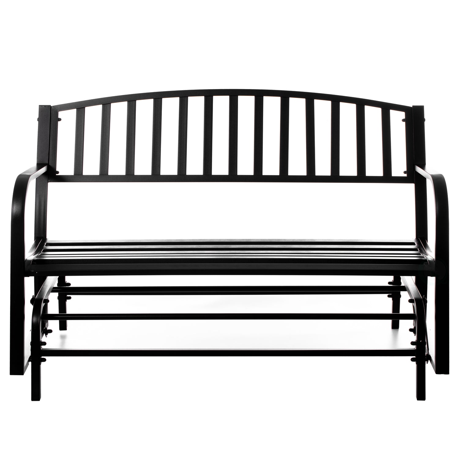 Gardenised Outdoor Black Steel Swing, Powder Coated Glider Bench, Loveseat Lawn Rocker Bench for Yard, Patio, Garden and Deck - LEHADAR