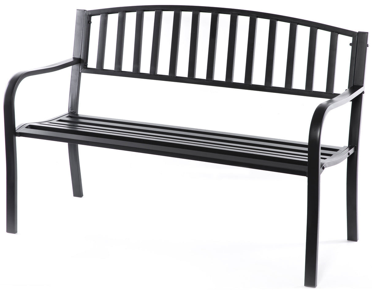 Steel Garden Park Bench Cast Iron Frame Patio Lawn Yard Decor, Black Seating Bench for Yard, Patio, Garden, Balcony, and Deck - LEHADAR