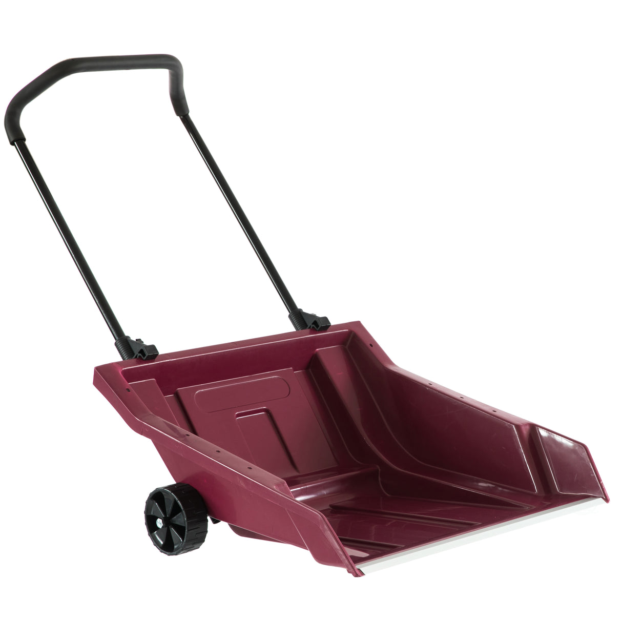 Heavy Duty Snow Rolling Remover with Wheels and Wide Blade, Red - LEHADAR