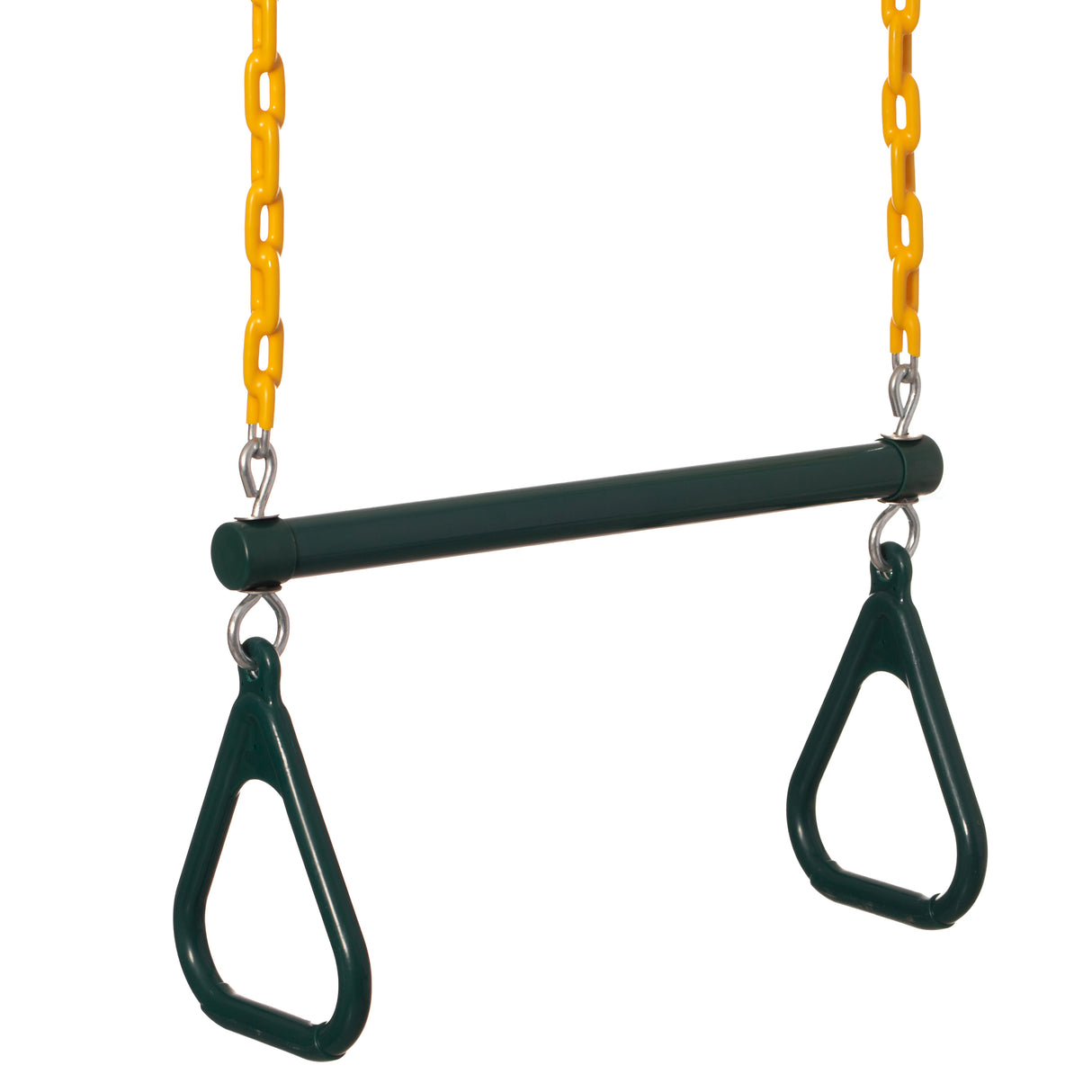 Outdoor Playground Gym Heavy Duty Kids Fun Hanging Trapeze Bar, Green Steel Bar and Yellow Chain Swing Playsets - LEHADAR