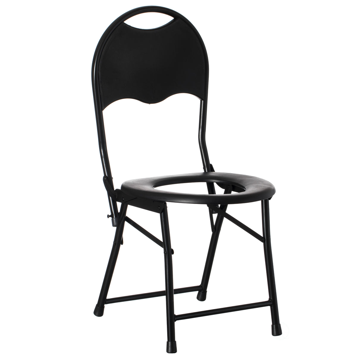 Black Folding Portable Toilet Seat for Camping and Hiking with Backrest - LEHADAR