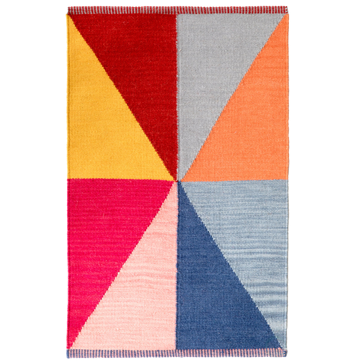 Handwoven Multicolored Geometric Wool Flatweave Kilim Rug, 2' x 3' - LEHADAR