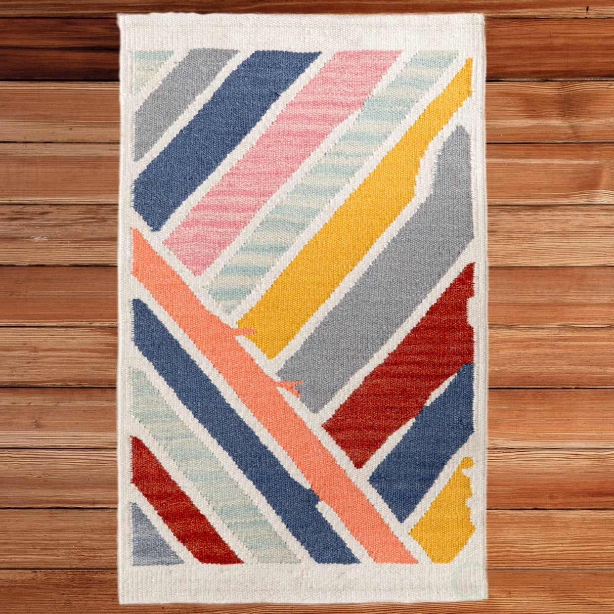 Handwoven Multicolored Abstract Stripes Wool Flatweave Kilim Rug, 2' x 3' - LEHADAR