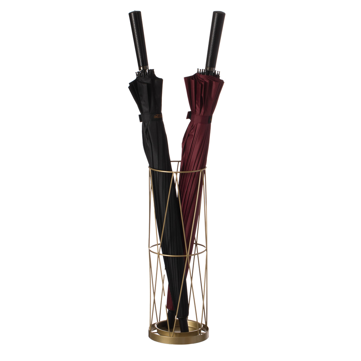 Gold Round Vertical Design Umbrella Holder Stand for Indoor and Outdoor with Drip Water Tray - LEHADAR