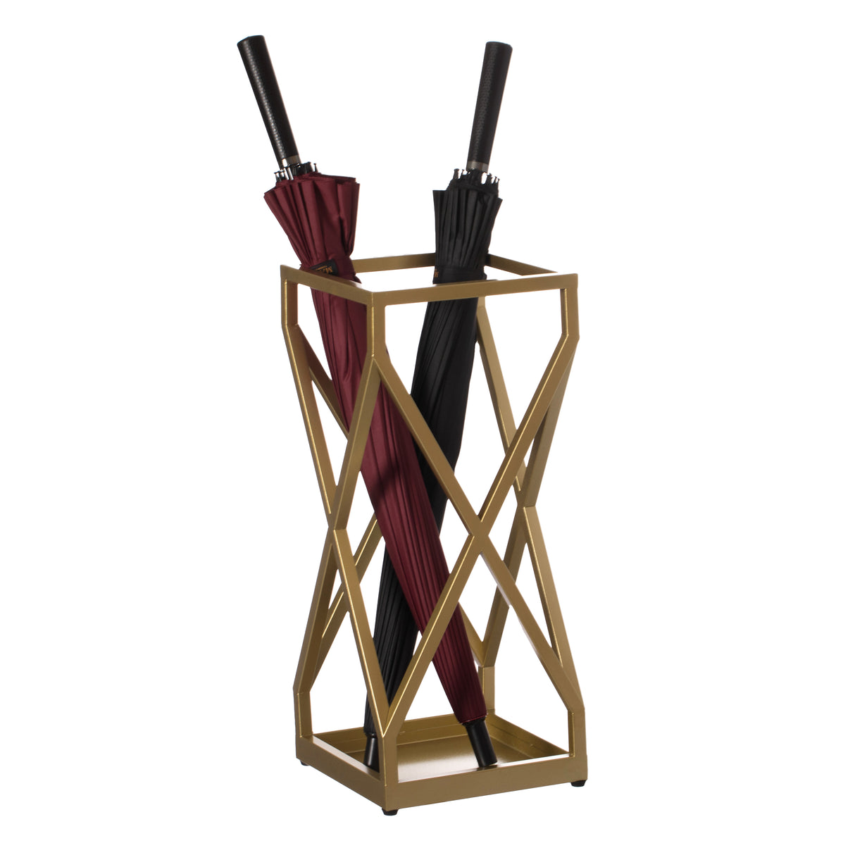 Decorative Gold Square X Design Umbrella Holder Stand for Indoor and Outdoor - LEHADAR