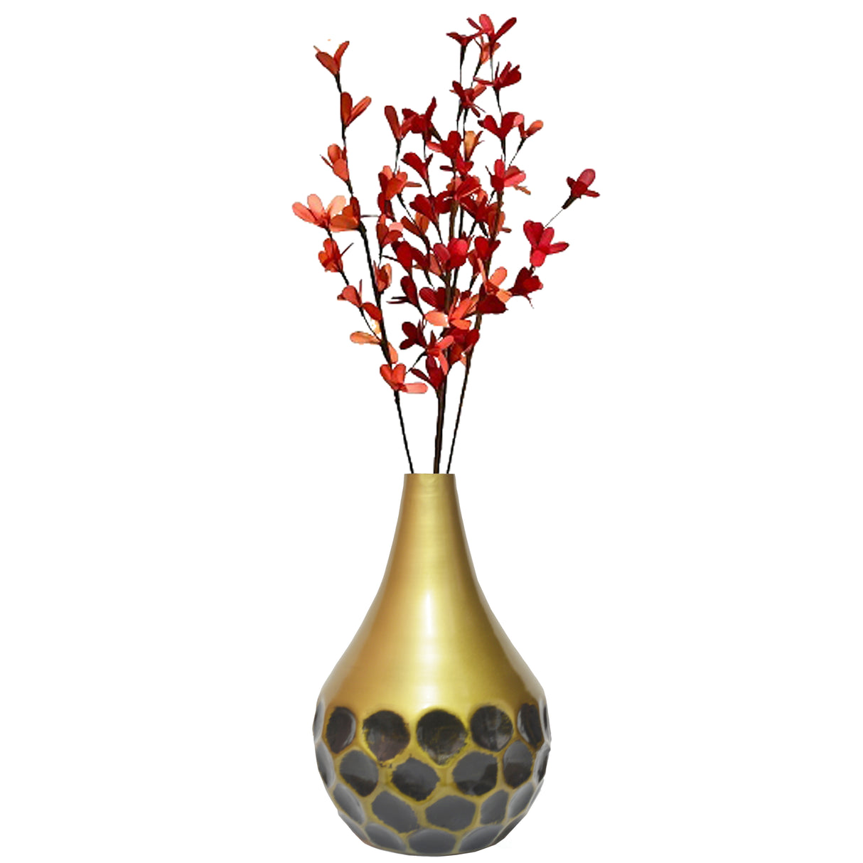 Decorative Modern Teardrop Shape Table Flower Vase with Black Honeycomb Design for Dining Table, Living Room or Bedroom - LEHADAR