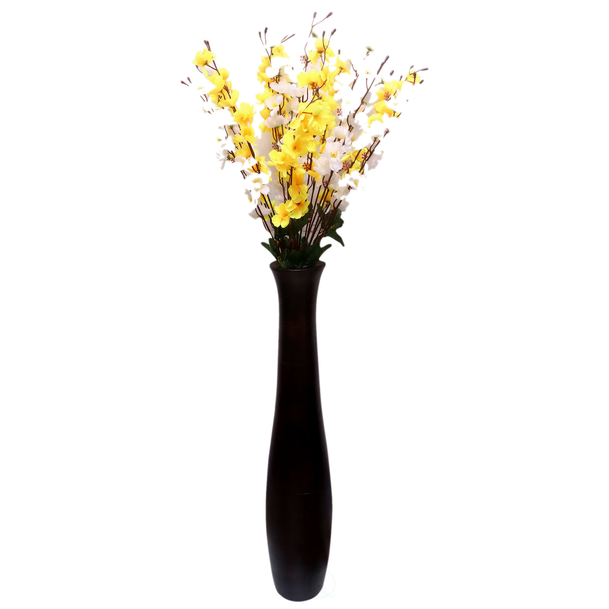 Brown Decorative Contemporary Mango Wood Curved Shaped Floor Vase, 30 Inch - LEHADAR