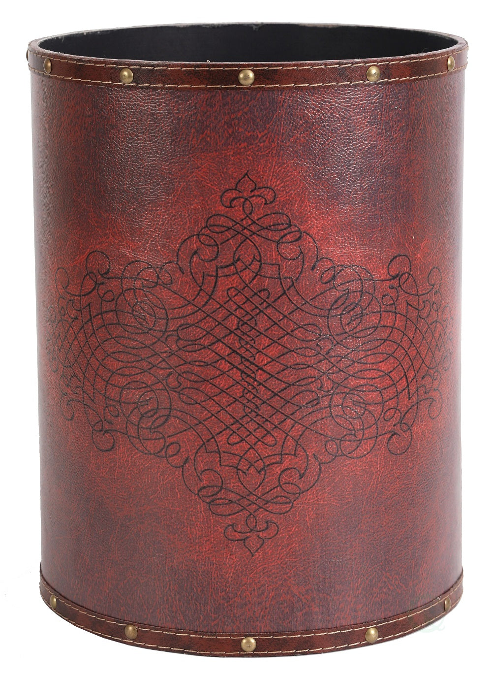 Vintiquewise Faux Leather Antique Design Waste Bin - LEHADAR