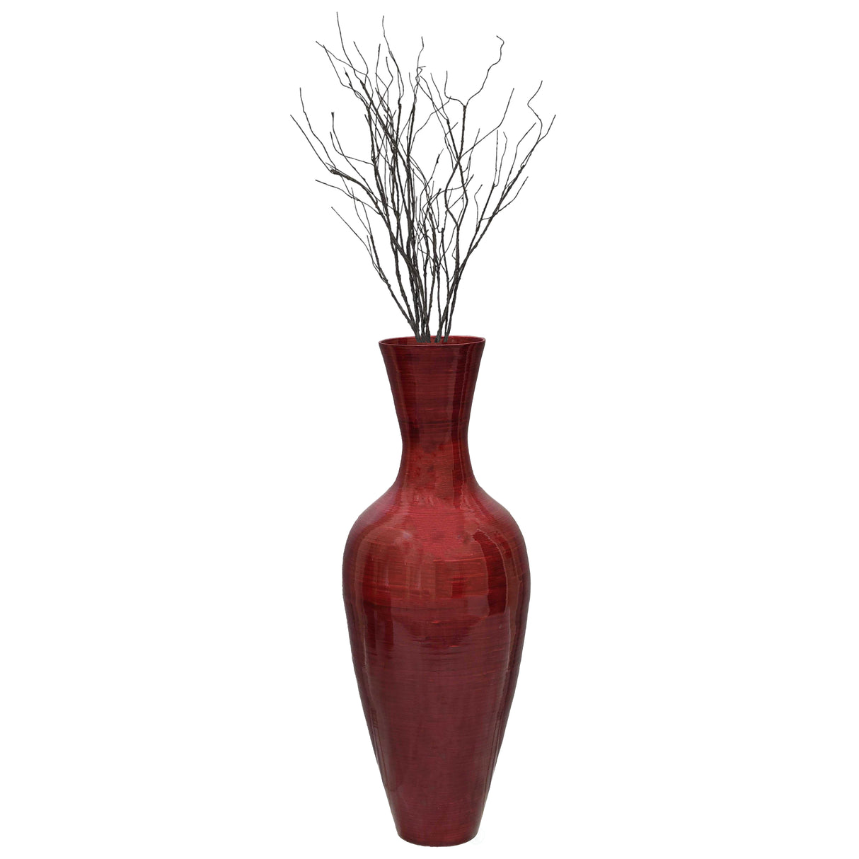 Vase Filled with Branches: 37" Red Bamboo Tall Floor Vase and 37" Twig Branch for Elegant and Rustic Touches, for Any Dining Room, Living Room, Entryway, Or Office - LEHADAR