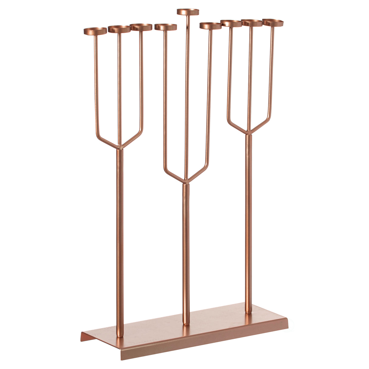 Modern Design l Hanukkah Menorah Exceptional presentational piece, 9 Branch Tea Light Candle Holders, Rose Gold - LEHADAR
