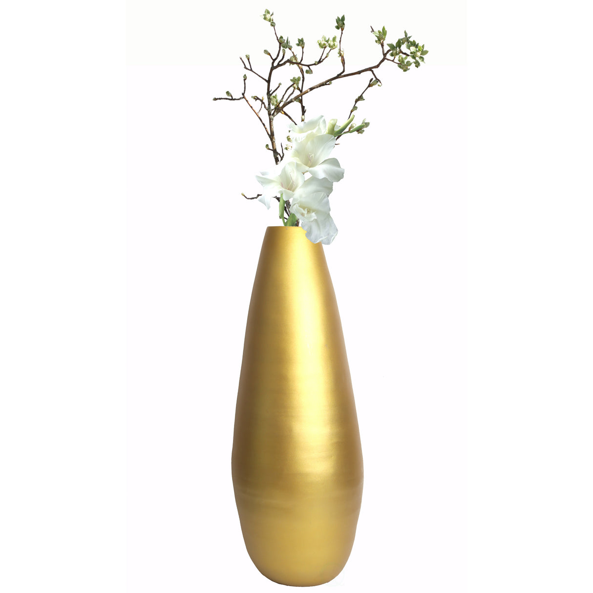 31.5" Spun Bamboo Tall Floor Vase - Sleek Metallic Finish, Elegant Home Decoration, Modern Accent Piece, Living Room Decor, Handcrafted Bamboo Art, Contemporary Interior Design, Unique Tall Vase, Gold Large - LEHADAR