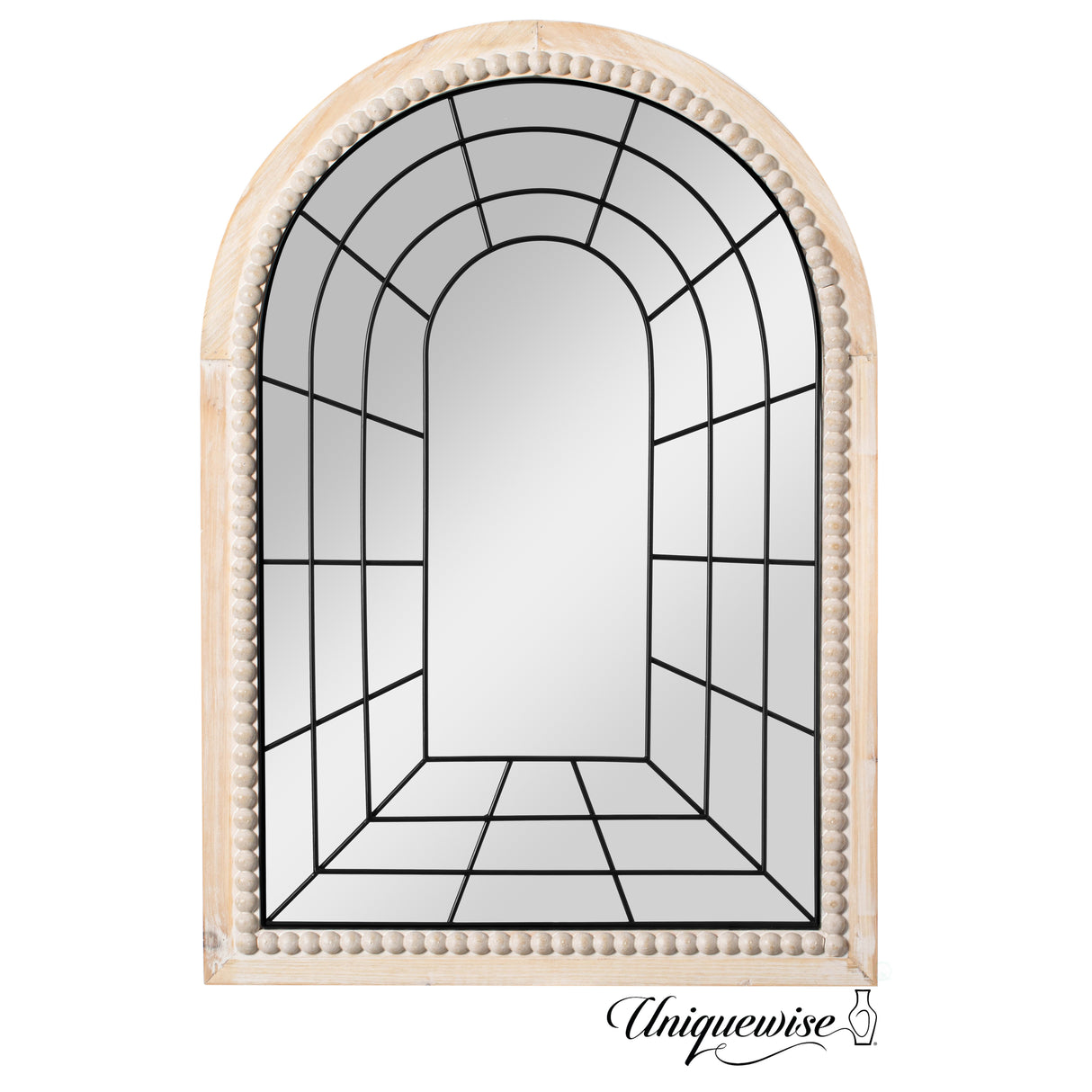 Arched Large 39.37 x 27.56 in Rustic Window Metal Mirror, Windowpane Shaped Decoration Farmhouse Big Wall Mounted Mirrors Boho Decor for Home Living Room Fireplace Entryway Bedroom Bathroom Vanity - LEHADAR
