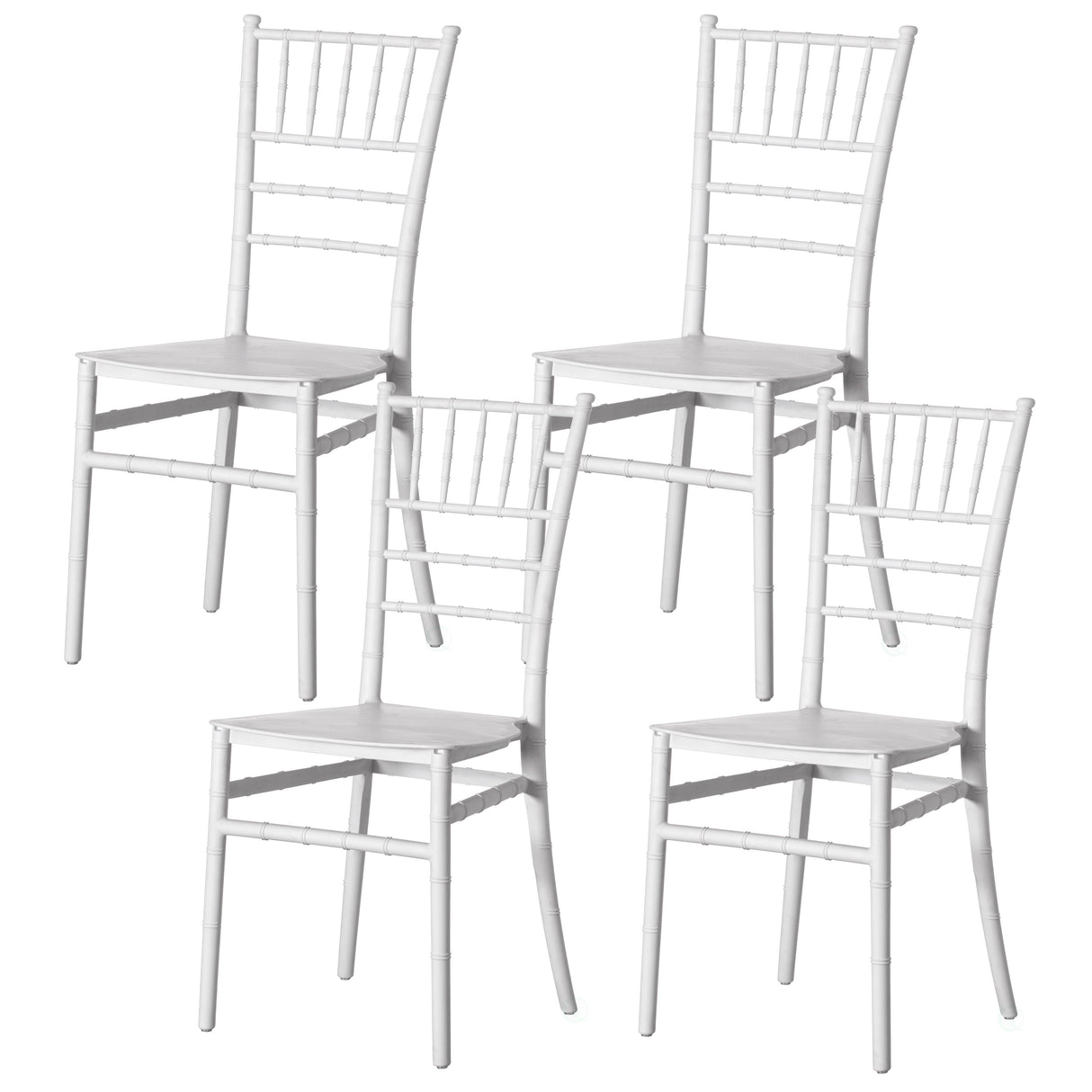 Modern White Stackable Chiavari Dining Chair, Seating for Dining, Events and Weddings, Party Chair, White, Set of 4 - LEHADAR