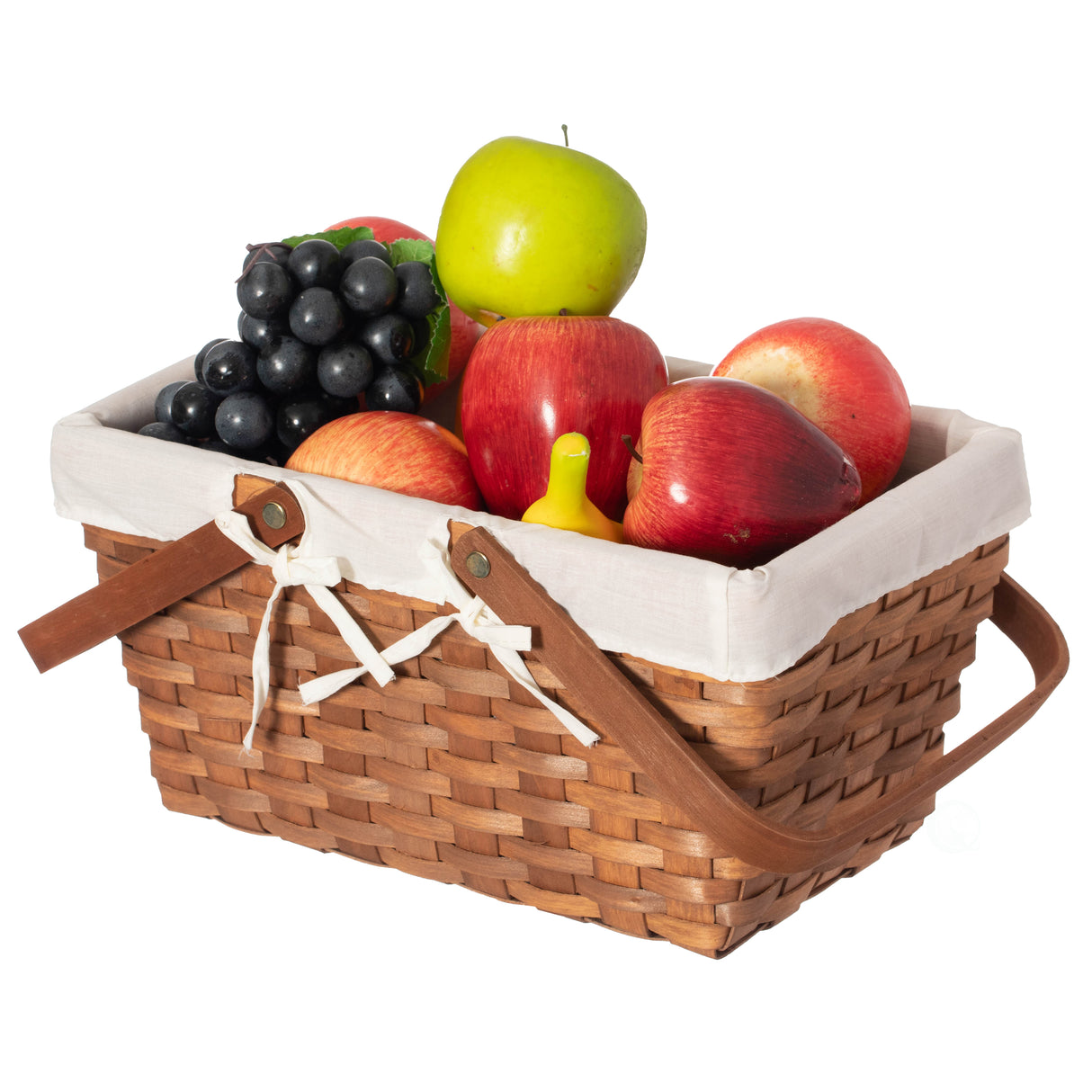 Double Handle Woodchip Basket with White Liner - Perfect as Toy Organizer, Storing Fresh Fruits or Safeguarding Your Must-Have Beach Essentials for Unforgettable Holidays or Picnic Parties - LEHADAR
